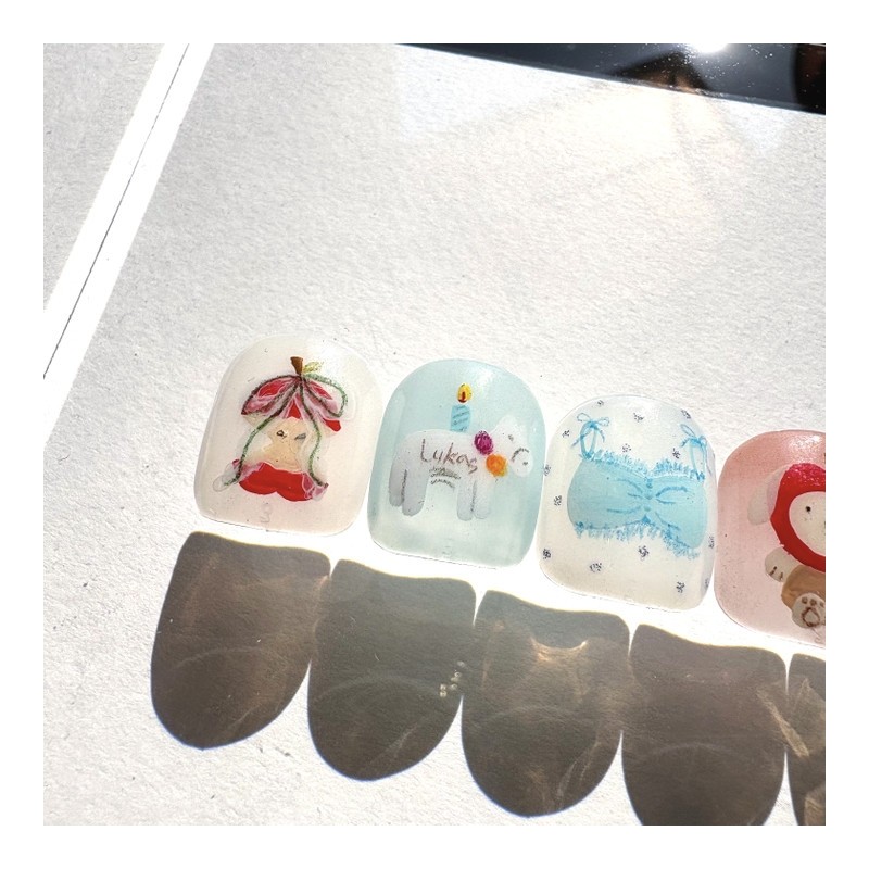 [Are] My apple-like face handmade nail tip drawing nail art