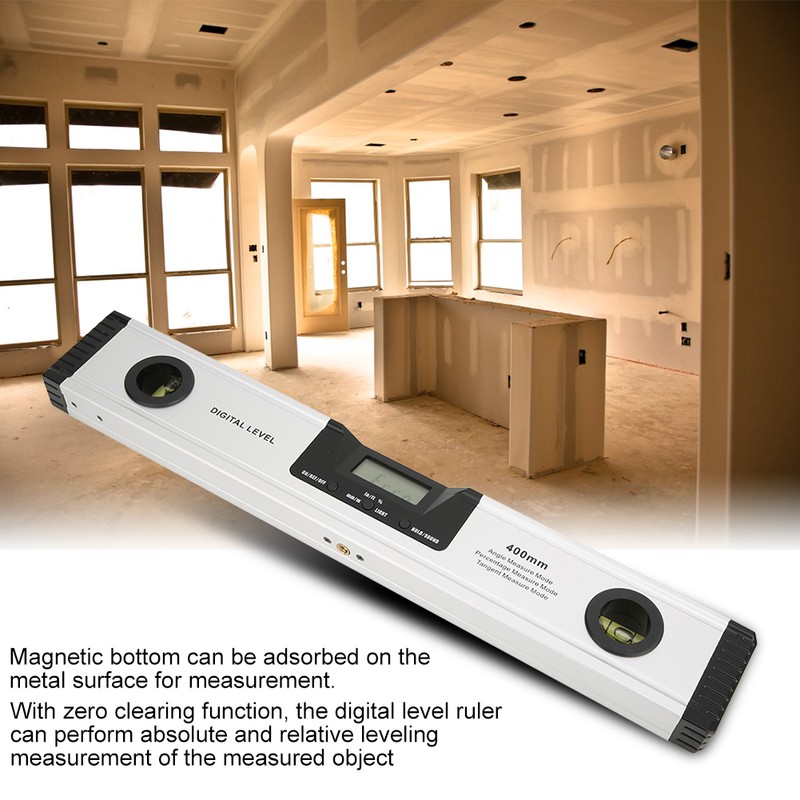 400mm Digital Backlight Laser Level Ruler Horizontal Vertical Bubble Magnetic