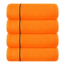 MyOwn Ultra Soft 4 Pack Oversized Bath Towel Set 27x54 inches, 100% Cotton Bath Towels, Highly Absorbant Compact Quickdry & Lightweight Towel, Ideal for Gym Travel Camp Pool - Orange