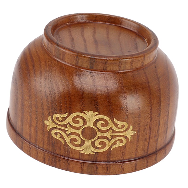 Wooden Rice Bowl Jujube Wood Anti Scald Exquisite Elegant Round