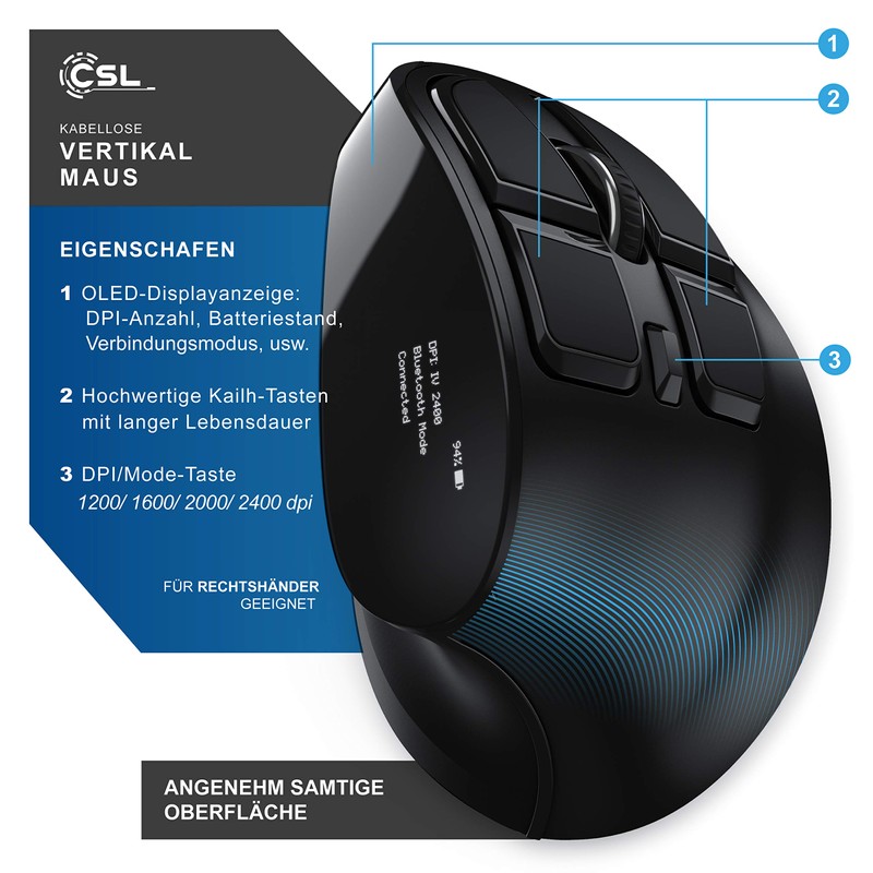 CSL - Optical Vertical Mouse Wireless - Wireless Mouse -