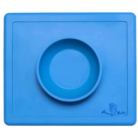 Granny's Baby All-In-One Reusable Baby Silicone Place Mat Bowl with Anti-Spill Surface Suction - Blue