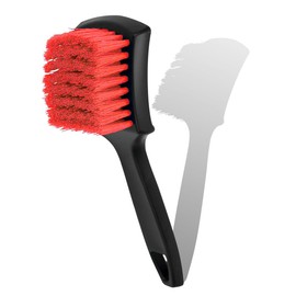 ZIMISI 8.3×2.5 Inch Car Wash Brush, Soft Bristle Short Handle Carpet Cleaning Brush, Scrub Brush for Floor Mats, Tires, Automotive Wheel Bushes for Vehicle Interior & Home (Red)
