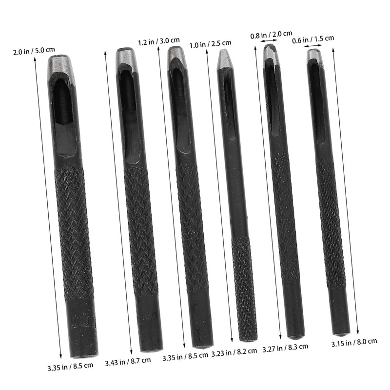 WOONEKY 6pcs Leather Belt Hole Puncher Heat Treated Punch Tool