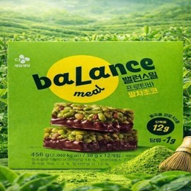 CJ Balance Meal Protein Bar Matcha Chocolate 38g 24 Packs Low Sugar Whole Grain Protein Bar / 씨제이 밸런스밀 프로틴바 말차초코 38g 24개 저당 통곡물 프로틴바
