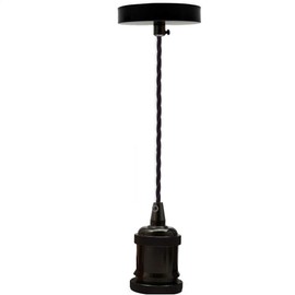 UK Light Lamp Pendant Fitting Ceiling Lighting E27 Suspension Set Fabric Corded Black Colour Kit
