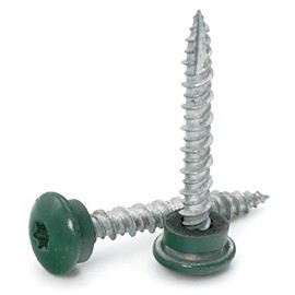 Low Profile Mechanical Galvanized Roofing Screws Green Finish - #10 x 1" Qty 250
