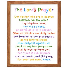 Lords Prayer Wall Art FRAMED - Religious Bible Study Scripture Decor for Church, Sunday School Classroom, Baby, Girls Room, Toddler, Boys Bedroom, Nursery - Blessed Christian Gift for Daughter, Kids