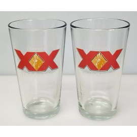 Dos Equis Lot of 2, Cerveza Dos Equis XX Logo 16oz Beer Pint Glasses, NEW