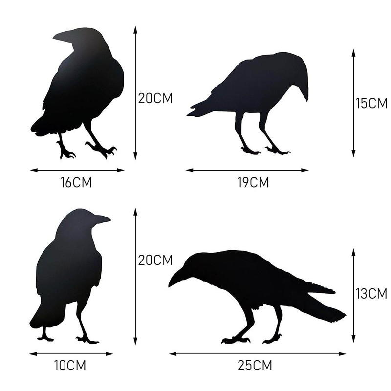 4 Pcs Crow Acrylic Bird Sculpture Bird Silhouette Garden Art