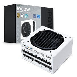 Vetroo 1000W White Power Supply ATX 3.1 Ready Dual PCIe 5.1, 80 Plus Gold Full Modular, Eco Mode with 120mm FDB Fan, Compact Size, 10 Year Warranty for Gaming PC