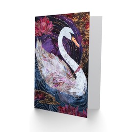 Artery8 Magical Swan Artwork Enchanted Purple Pink Greeting Birthday Card Him Her All Blank