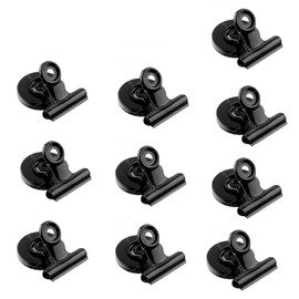 Magnetic Clips,White Board Magnets,Fridge Magnets,10pcs Magnetic Clips for Whiteboard & Fridge - Black Heavy Duty Strong Magnets Organizer (4x3cm, 150g)