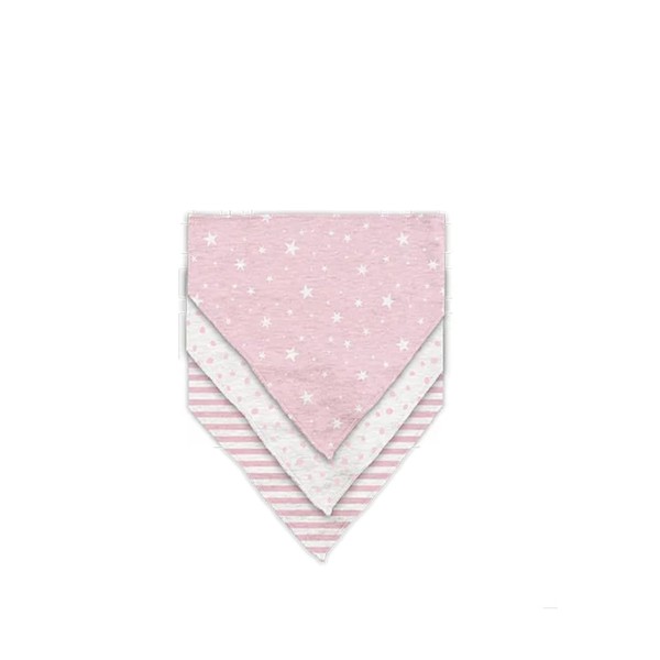 Baby Bandana Bibs, Pink and Grey Stars Polka Dots Stripes,