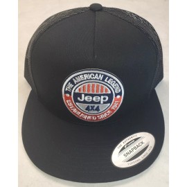 Yupoong JEEP 4X4 Patch on YP Classic 6006/5 Panel Trucker Hat Snapback Black/Black
