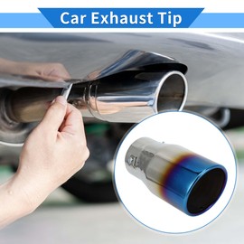 VekAuto 1 Pc Slant Cut Exhaust Tip 1.6" - 3.0" Inlet 3.9" Outlet 7.3" Length Tailpipe Universal Car Bolt on Stainless Steel Burnt Blue Rear