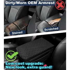 Armrest Cover for Toyota 4Runner Center Console Pad with Organizer Storage Pockets, Black Faux Leather Arm Rest Lid Protector Cushion Interior Accessories (2003-2009)