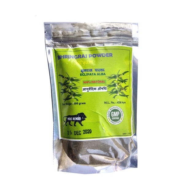 Satyam Herbal Natural Bhringraj Polvo 100 gramos para crecimiento del cabello ayurveda india