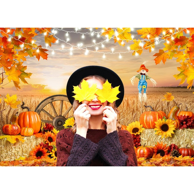 LYRYGS Fall Autumn Backdrop Fall Photography Backdrop Farm Harvest Background