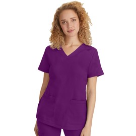 Healing Hands Scrubs for Women Jill Scrub Top V-Neck Modern Fit with 2 Patch Pockets and 2-Way Stretch Fabric 2320, M, Eggplant