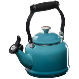Le Creuset Enamel On Steel Demi Tea Kettle with Metal Finishes, 1.25 qt, Caribbean