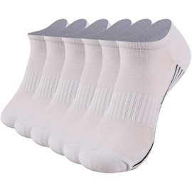 Sunew Short Bamboo Socks,6 Pack Womens Mens Bamboo Fiber No Show Cycling Hiking Trekking Socks,White L
