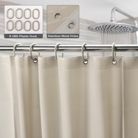 Funria EVA Shower Curtain Waterproof Bathroom Curtains with 8 Hooks for Wet Room Long Bath Curtains for Bathtubs and Shower Stall Beige Shower Curtains 120 x 200CM (47 x 78 Inch)