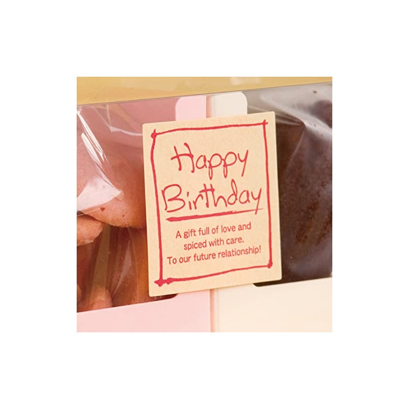 Gift Stickers Birthday Square Kraft Paper Natural (60 Sheets) BD-6S