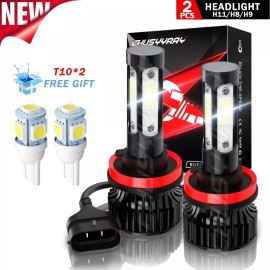 CHUSYYAY For Chevy Traverse 2009-2017 Bright H11 LED Headlight Bulbs Kit Low Beam White