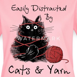 Spreadshirt Cats and Yarn Funny Crochet Gifts Women's T-Shirt, 3XL, Pink