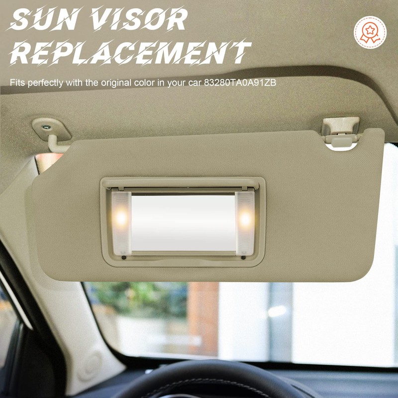 Beige Driver Left Side Sun Visor Replacement Compatible with 2008