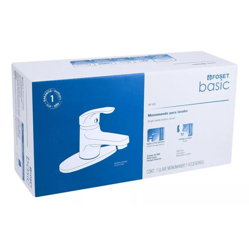 Foset Monomando Abs Lavabo Foset 49550 Acabado Cromado Color Plateado