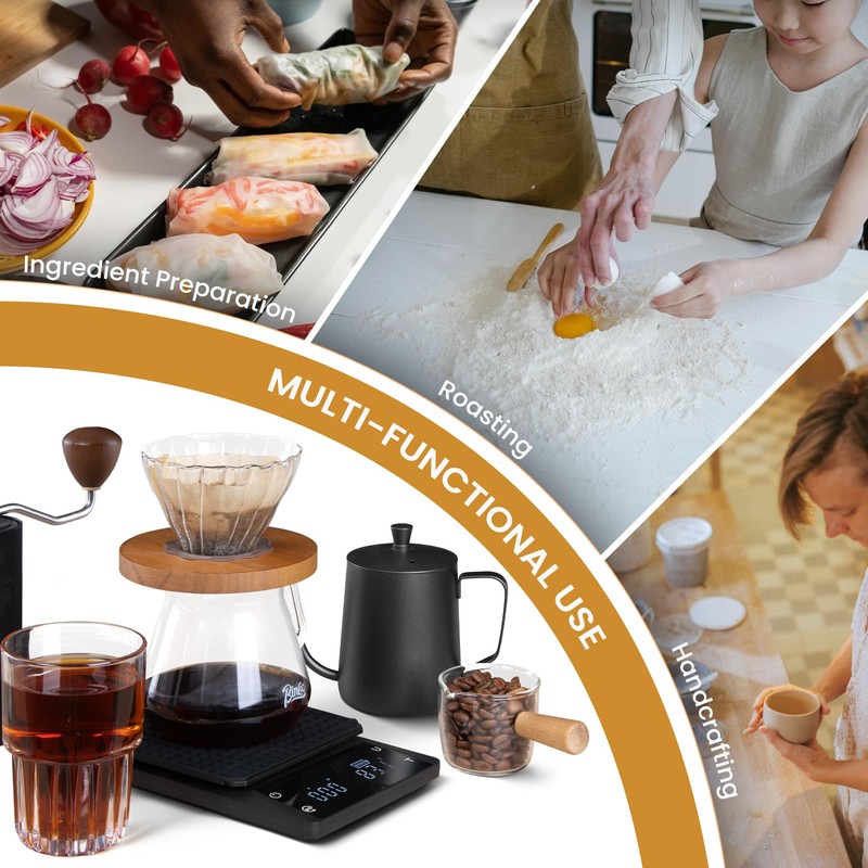 Bemece Digital Coffee Scales with Timer,0.1g/3KG High Precision Kitchen Scale