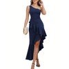 Baosuu Women's One Shoulder Dress Sleeveless Midi Dresses Asymmetric Ruffle