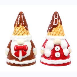 The Bridge Collection Cocoa and Cookie Gnomes Salt and Pepper Shaker Set - 2 Piece Gingerbread Candy Gnome Salt & Pepper Shakers for Christmas Kitchen Decor