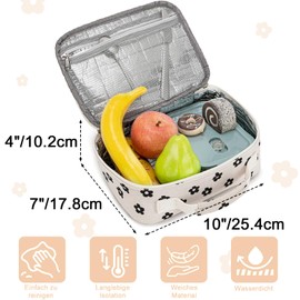 LEDAOU Children's Lunch Bag Boys Girls 5L Lunch Bag Insulated Bag with Zip Thermal Bag Lunch Bag Cool Bag for School Hiking Work (Corduroy Flower Beige)