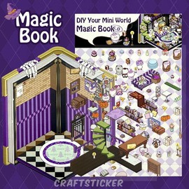 3D Miniature Scene Sticker | DIY Miniature Scenes Sticker Gifts | journalkit | Room Sticker Book sticker - Style: Magic Book