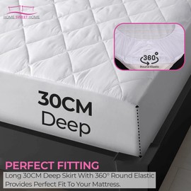 Home Sweet Home UK Microfiber Quilted Mattress Protector Double Bed Elasticated Skirt 30CM/12” Deep Double Mattress Protectors Non-Allergenic, Soft Touch & Machine Washable Double Mattress Covers