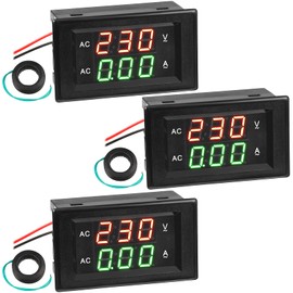 Voltímetro de voltaje, 500 V, 200 A, voltímetro de voltaje y corriente, visualización dual digital, 0.39 pulgadas, LED 2 en 1 multímetro, medidor de voltaje de 2 cables con transformador de corriente