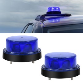Biqing 2PCS Beacon Strobe Light,12V 24V Hazard Beacon Light Flashing Emergency Warning Strobe Light Emergency Blue Lights 2 Modes for Car Forklift Tractor UTV Trailer SUV
