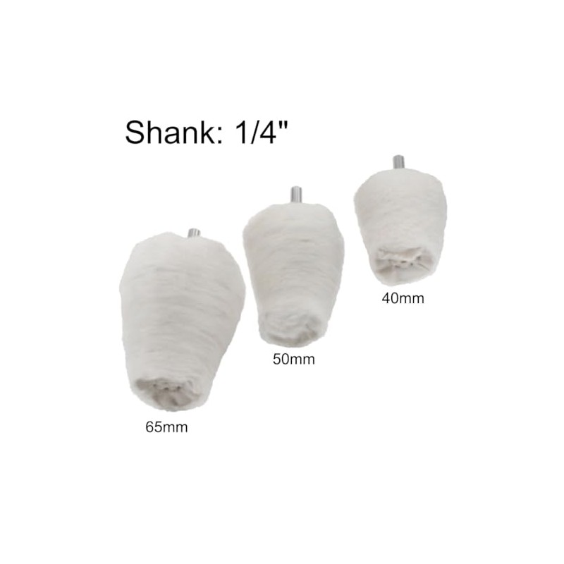 JUNLICN 3 Pcs White Flannelette Polishing Cone, 1/4" Shank Conical