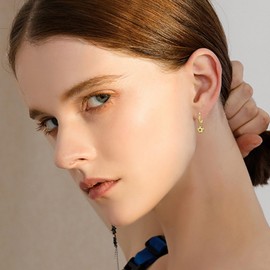 Soccer Earrings for Women 925 Sterling Silver Gold Soccer Hoop Earrings with Zirconia Sports Jewelry Gifts for Women