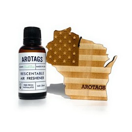 Arotags Car Air Freshener - Reusable Wood Diffuser - Hanging Odor Eliminator - Wisconsin Patriot - Beach Bum Scent