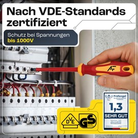 Afeld Elektro VDE Magnetic Screwdriver Set, 6 Pieces, Includes Phase Tester and Tool Bag, Made of Industrial Quality S2 Steel, Insulated up to 1000 V