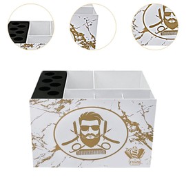 perfeclan Scissor Holder Hairdressing Tool Storage Case Professional Combs Clips Hairdressing Scissors Holder Box for Hairdressers White and Gold