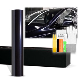 48"x60" (4FTx5FT) Azurite Black PET Super Gloss Metallic High Glossy Vinyl Wrap Auto Car Sticker Decal Film Sheet Bubble Free Air Release Technology with Tool Kit