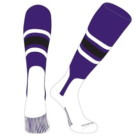 PEAR SOX OTC Baseball Softball Stirrup Socks (B, 7in) Purple, White, Black