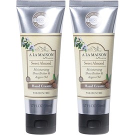 Crema hidratante de almendras dulces. Usos: manos. Aceite de argán. Manteca de karité pura. Aceites esenciales. A base de plantas. Sin crueldad animal. Sin SLS ni parabenos (1,7 oz, paquete de 2).
