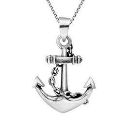 AeraVida Sturdy Chains Nautical Anchor .925 Sterling Silver Pendant Necklace