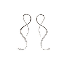 Spiral Threader Earrings 925 Sterling Silver Twisted Linear Curved Pull Through Earrings